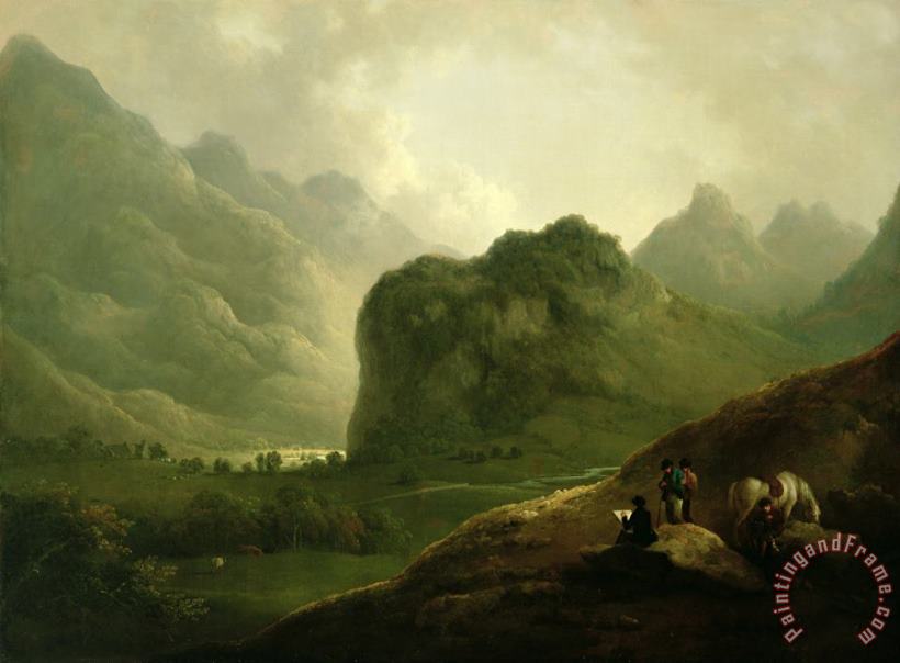 A Sketching Party in the Pass at Borrowdale painting - Julius Caesar Ibbetson A Sketching Party in the Pass at Borrowdale Art Print