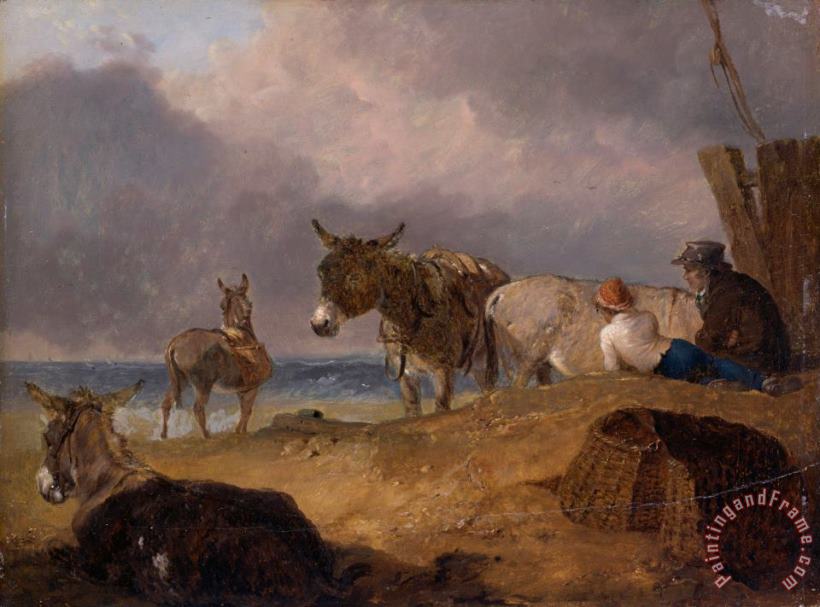 Donkeys And Figures on a Beach painting - Julius Caesar Ibbetson Donkeys And Figures on a Beach Art Print
