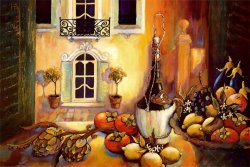 Karel Burrows - Kitchen in Tuscany painting
