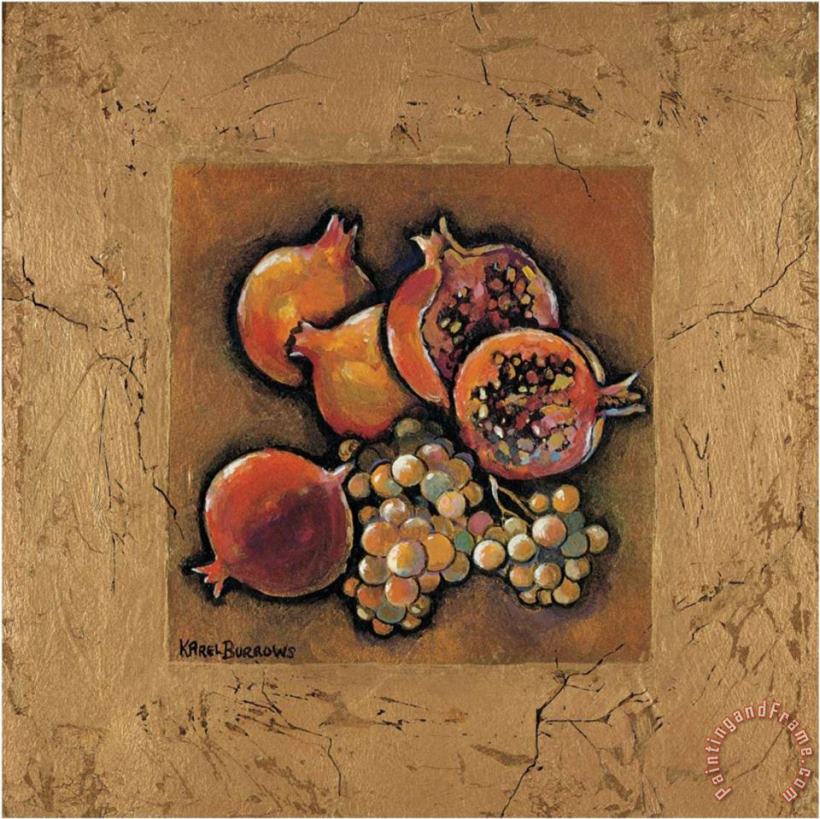 Pomegranates And Grapes painting - Karel Burrows Pomegranates And Grapes Art Print