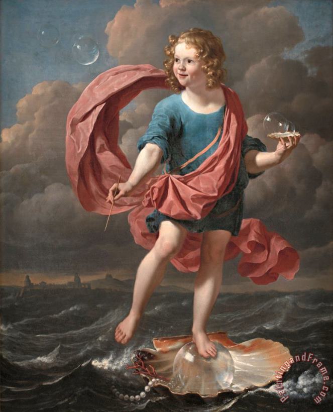 Boy Blowing Soap Bubbles. Allegory on The Transitoriness And The Brevity of Life painting - Karel Dujardin Boy Blowing Soap Bubbles. Allegory on The Transitoriness And The Brevity of Life Art Print