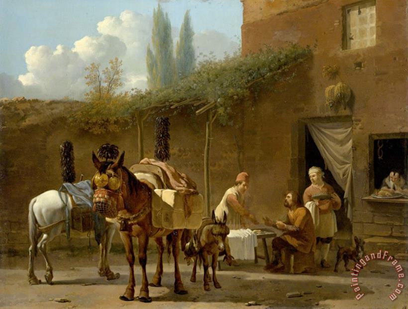 Karel Dujardin Muleteers at an Inn Art Painting