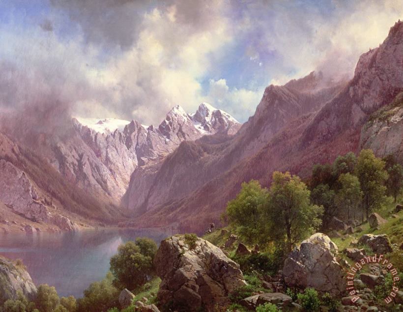 An Alpine Lake painting - Karl Millner An Alpine Lake Art Print