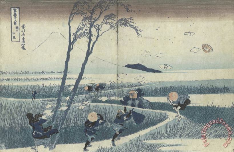 Katsushika Hokusai A Sudden Gust of Wind Art Painting