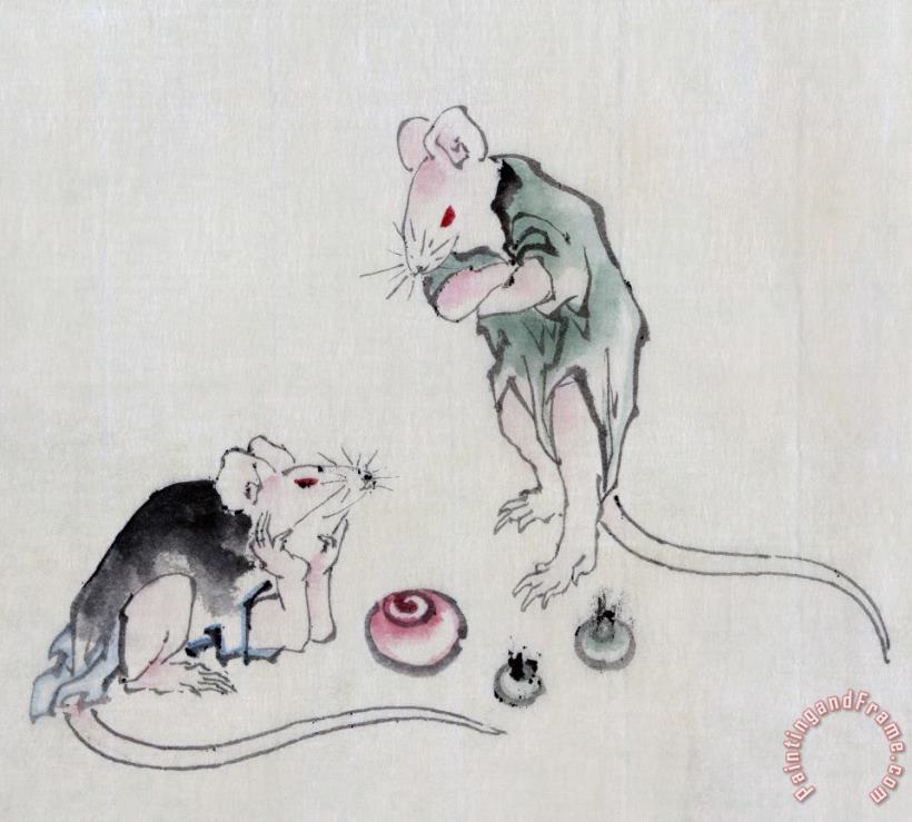 Katsushika Hokusai Mice In Council Art Painting