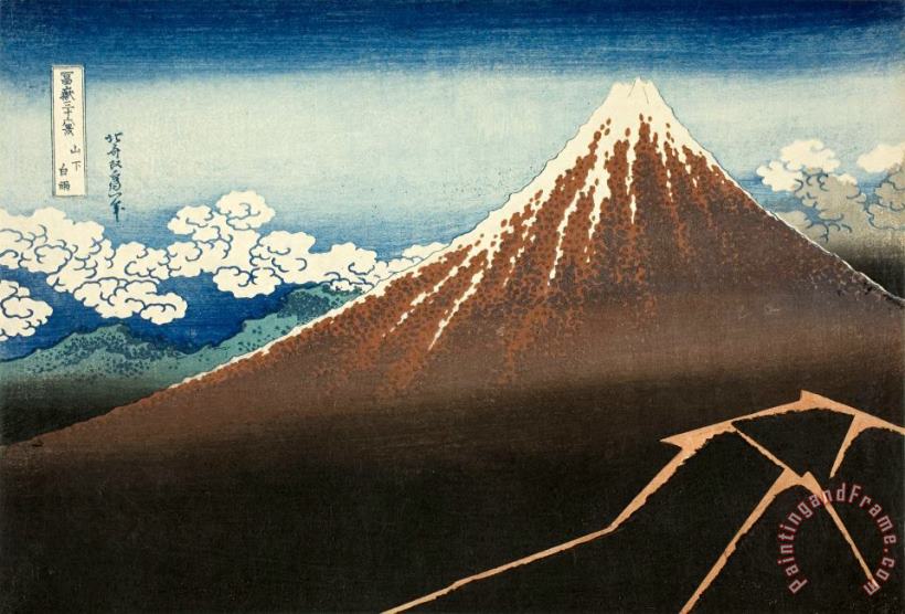 Katsushika Hokusai Shower Below The Summit Art Painting