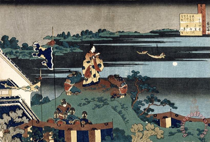 Katsushika Hokusai The Exiled Poet Nakamaro Art Painting