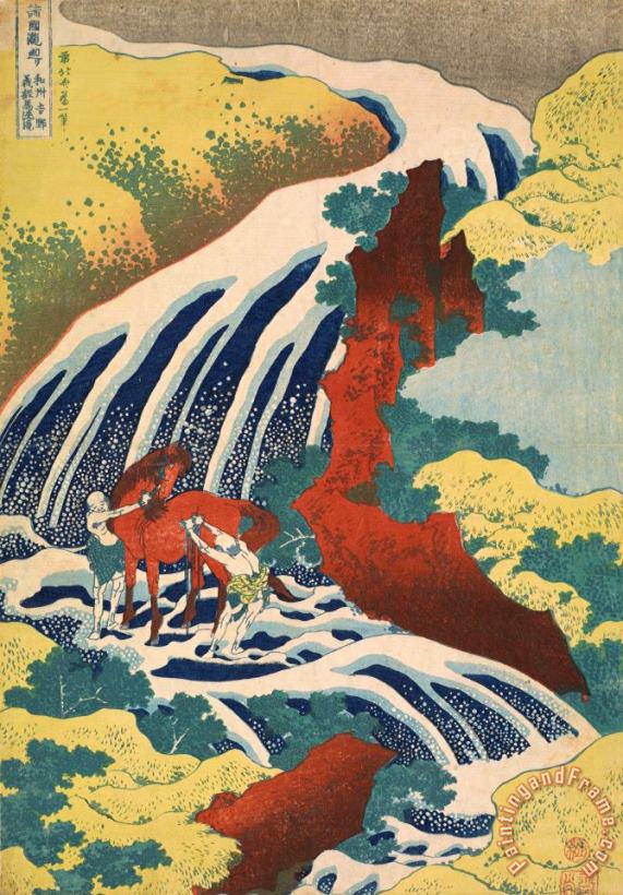 Katsushika Hokusai Yoshitsune Falls Art Print