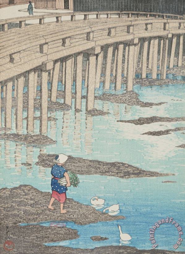Kawase Hasui Gion Bridge (amakusa Honwatari Gion Bashi), From The Series Selected Landscapes (fukei Senshu) Art Painting