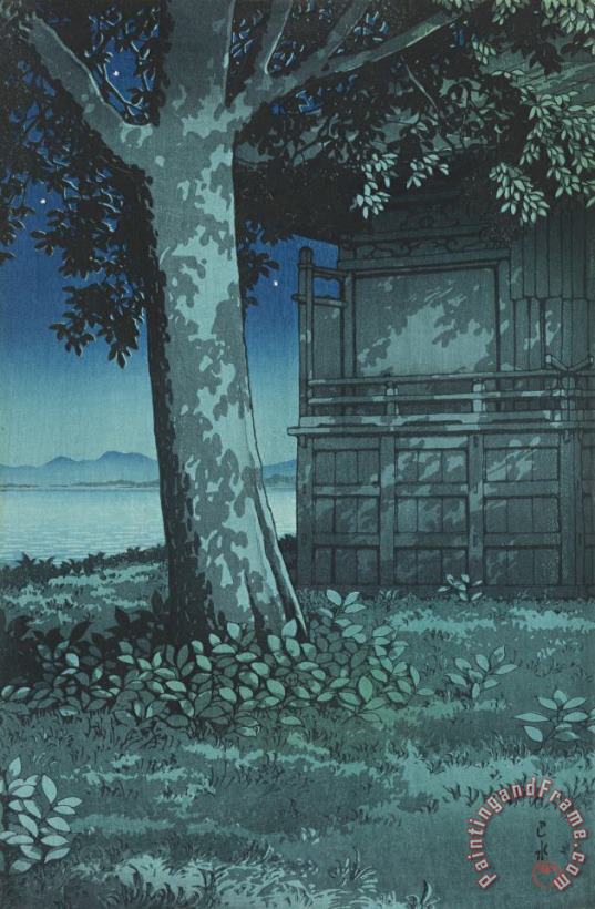 Kawase Hasui Hachiro Gata, Akita, at Night (akita Hachiro Gata) Art Print