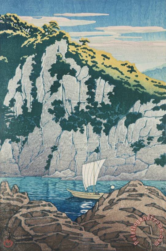Kawase Hasui Horai Rocks on The Kiso River (kisogawa Horai Iwa) Art Painting