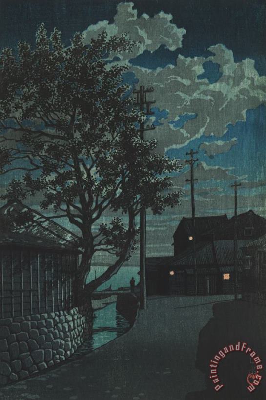 Kawase Hasui Kamezaki at Night (owari Kamezaki) Art Painting