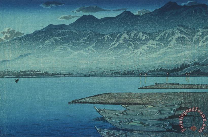 Kawase Hasui Moonlight on Lake Kamo (getsu Meiro Kamo Ko), From The Series Souvenirs of Travels, Second Series (tabi Miyage, Dai Ni Shu) Art Print