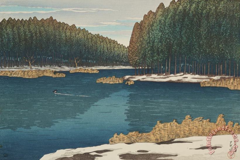 Kawase Hasui Remaining Snow at Inokashira (inokashira No Nansetsu), From The Series Twelve Subjects of Tokyo Art Print