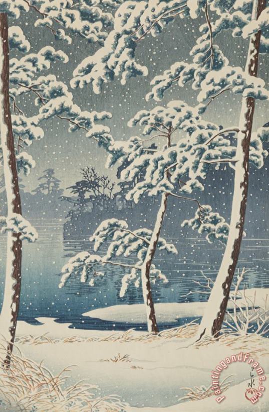 Kawase Hasui Senzoku Pond in Snow (senzoku Ike) Art Painting