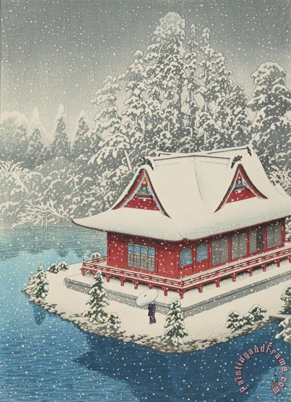Shrine of Benten at Inokashira, in Snow (inokashira No Yuki) painting - Kawase Hasui Shrine of Benten at Inokashira, in Snow (inokashira No Yuki) Art Print