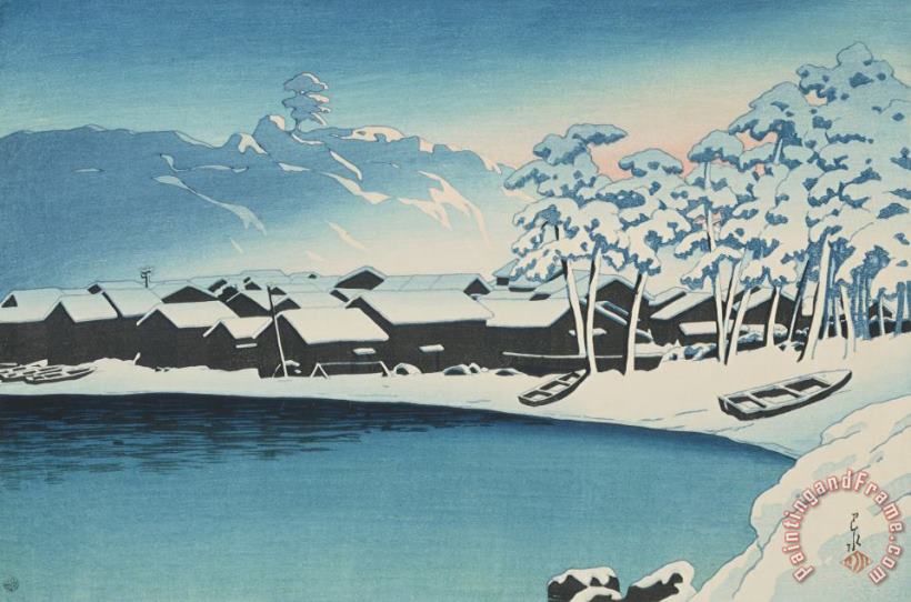 Kawase Hasui Snow Dawn at Ogi Port, Sado (yuki No Akebono Sado Ogi Minato), From The Series Souvenirs of Travels, Second Series (tabi Miyage, Dai Ni Shu) Art Painting