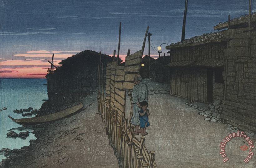 Kawase Hasui Sunset at Aikawa (sado Aikawa Machi), From The Series Souvenirs of Travels, Second Series (tabi Miyage, Dai Ni Shu) Art Painting
