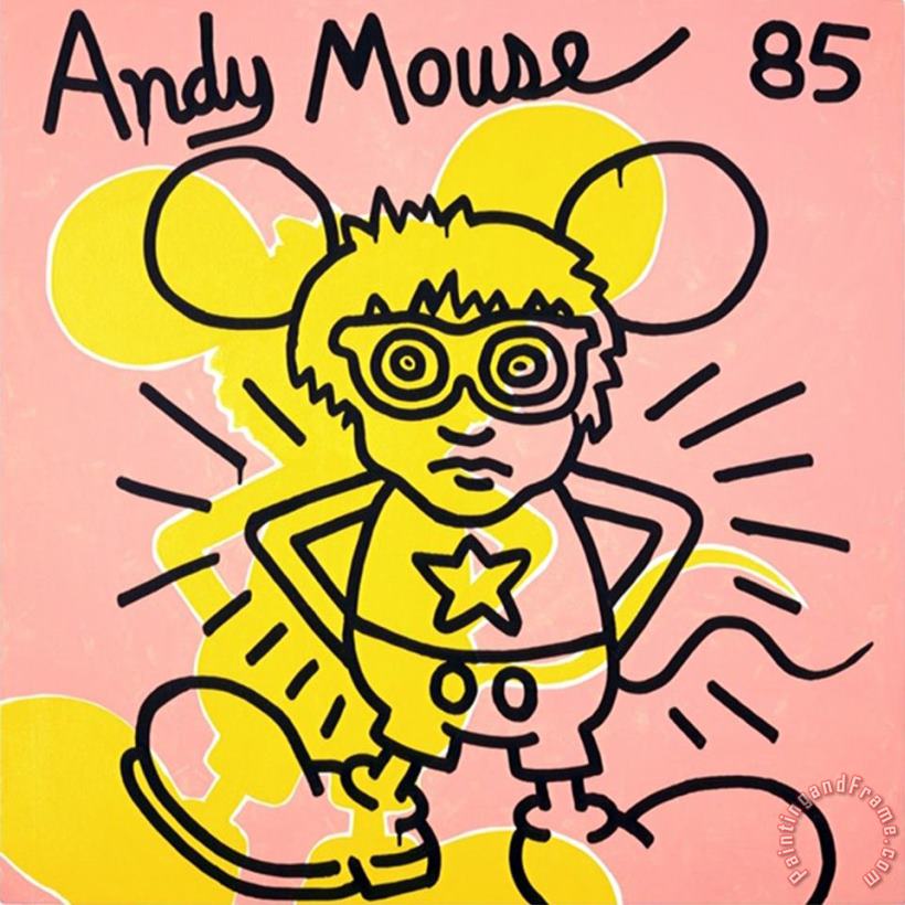 Andy Mouse 1985 painting - Keith Haring Andy Mouse 1985 Art Print