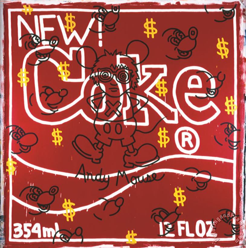 Keith Haring Andy Mouse New Coke, 1985 Art Painting