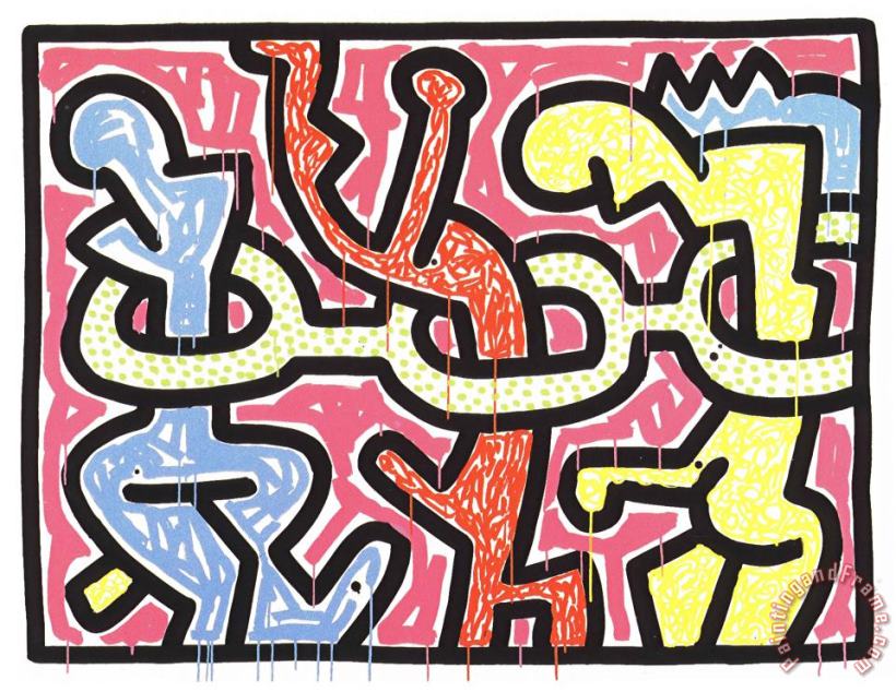 Keith Haring Flowers Art Painting