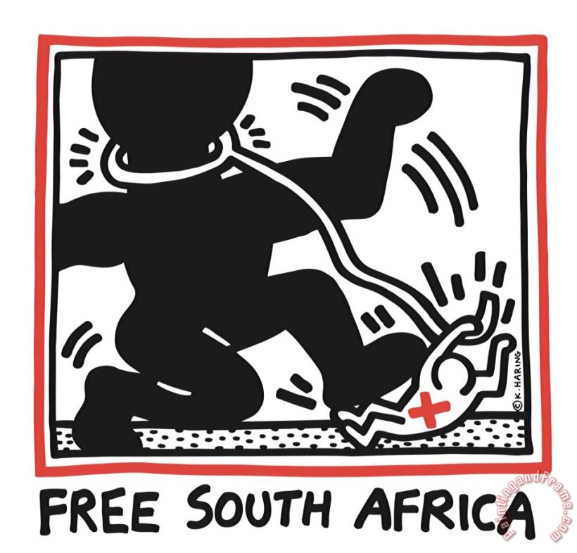 Keith Haring Free South Africa 1985 Art Painting
