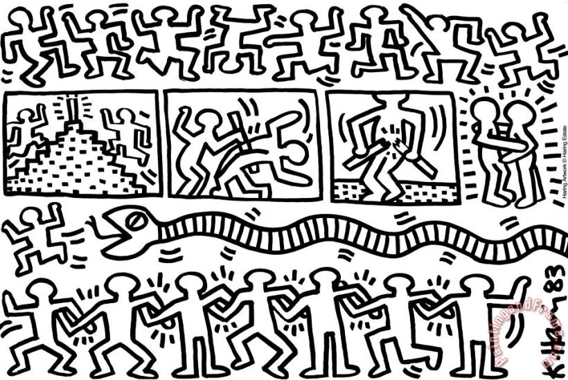 Senza Titolo 1983 painting - Keith Haring Senza Titolo 1983 Art Print