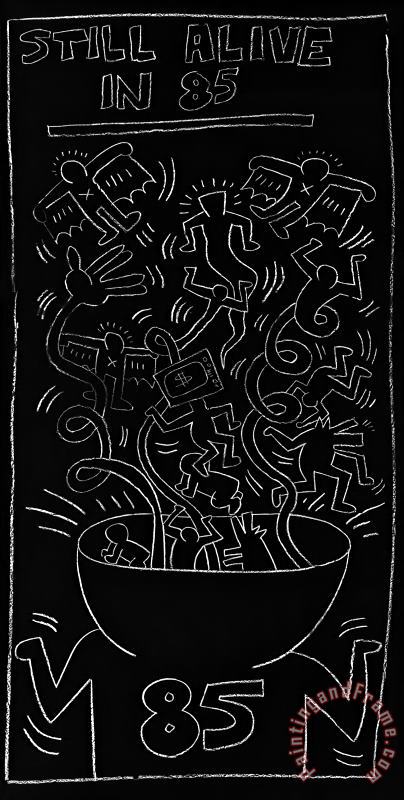 Still Alive in 85 painting - Keith Haring Still Alive in 85 Art Print