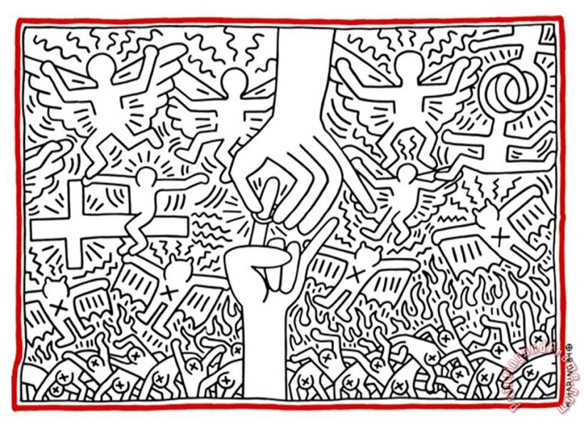 The Marriage of Heaven And Hell 1984 painting - Keith Haring The Marriage of Heaven And Hell 1984 Art Print