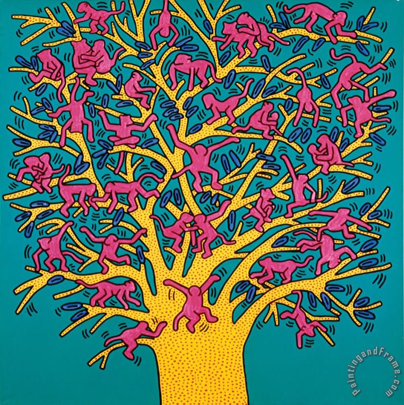 Keith Haring The Tree of Monkeys, 1984 Art Painting