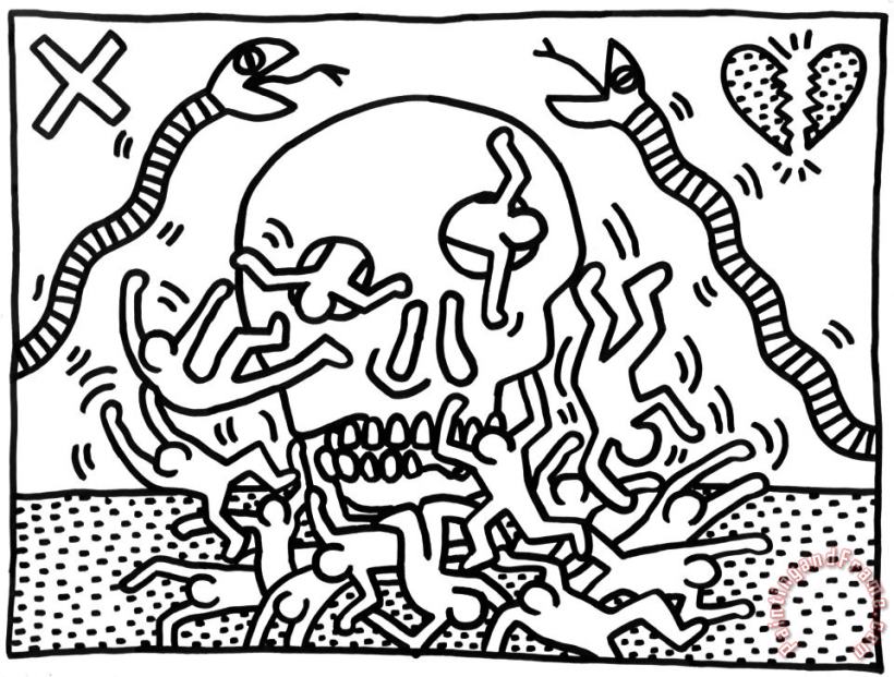 Untitled Ii, 1988 painting - Keith Haring Untitled Ii, 1988 Art Print