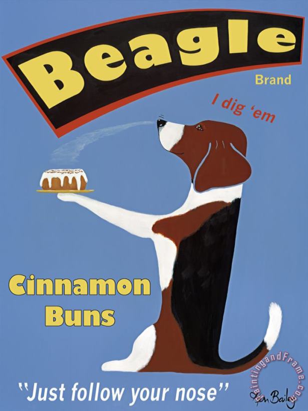Beagle Buns painting - Ken Bailey Beagle Buns Art Print
