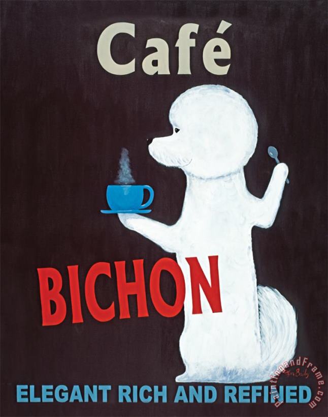 Bichon Cafe painting - Ken Bailey Bichon Cafe Art Print
