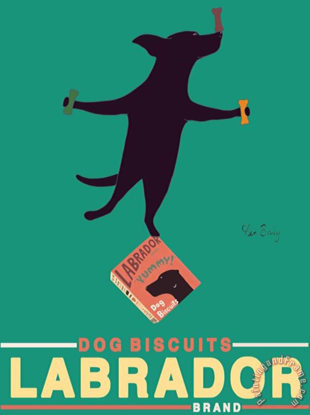 Ken Bailey Black Lab Biscuits Art Print