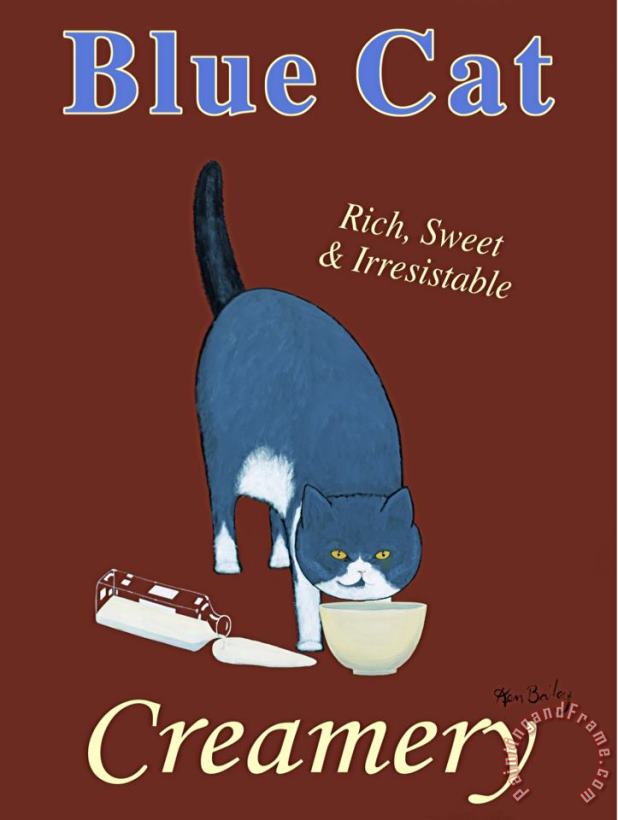 Ken Bailey Blue Cat Creamery Art Painting
