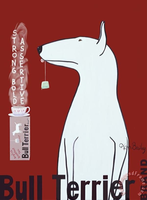 Bull Terrier Tea painting - Ken Bailey Bull Terrier Tea Art Print