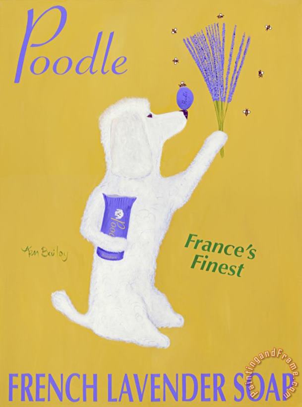 Poodle French Lavender Soap painting - Ken Bailey Poodle French Lavender Soap Art Print