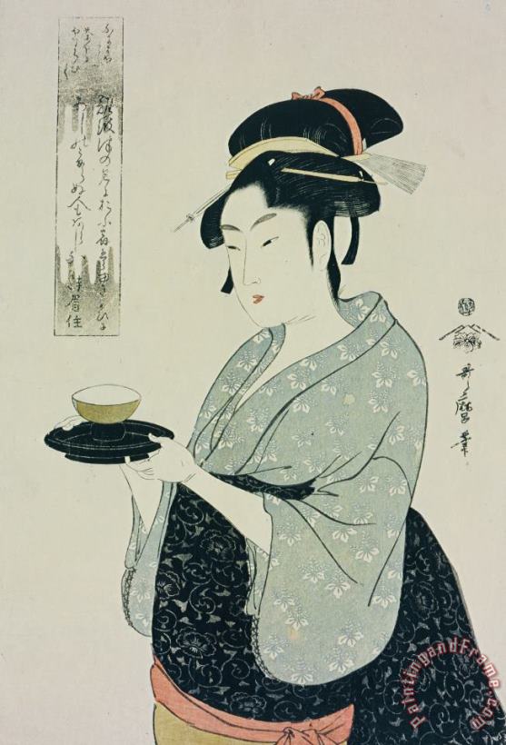 A Half Length Portrait Of Naniwaya Okita painting - Kitagawa Utamaro A Half Length Portrait Of Naniwaya Okita Art Print