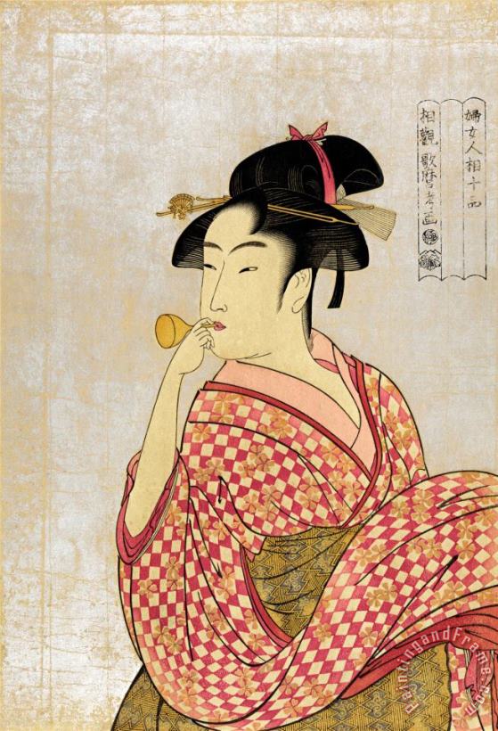 Kitagawa Utamaro Poppen O Fuku Musume Art Painting