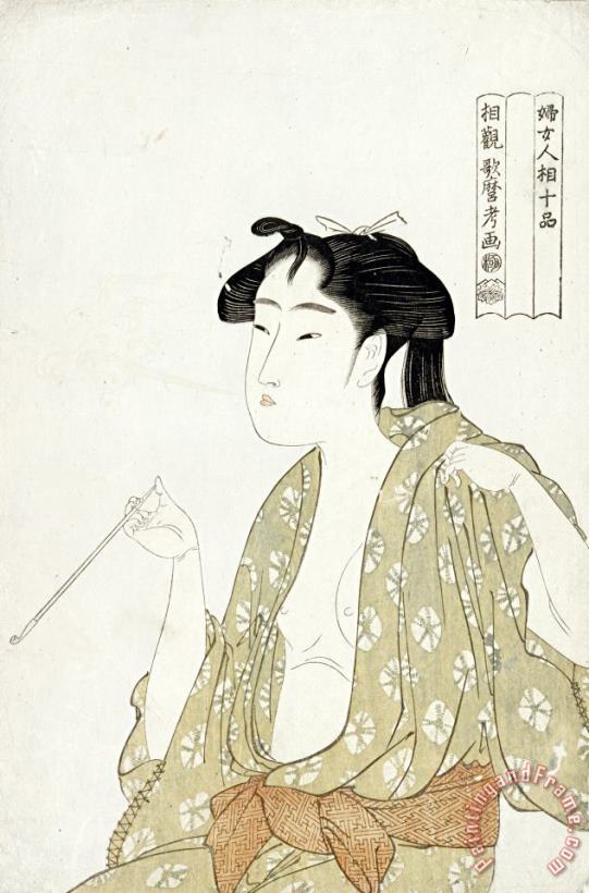 Portrait of a Woman Smoking painting - Kitagawa Utamaro Portrait of a Woman Smoking Art Print