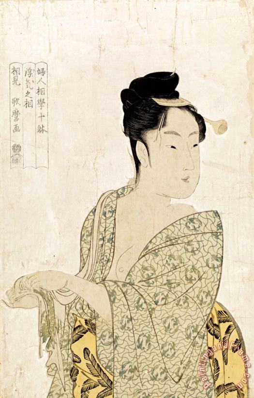 Ten Physiognomic Types of Women, Coquettish Type painting - Kitagawa Utamaro Ten Physiognomic Types of Women, Coquettish Type Art Print