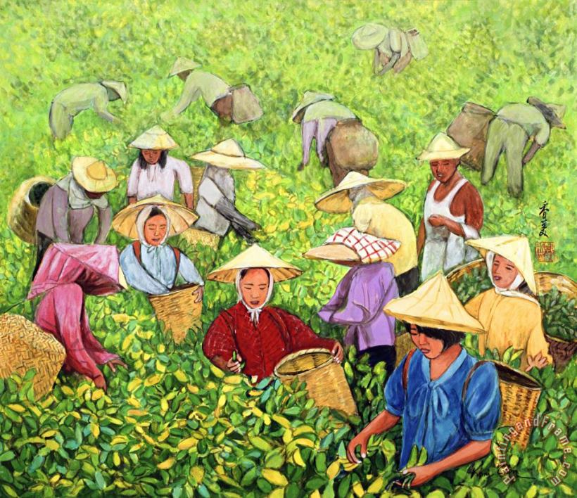 Tea Picking Girl painting - Komi Chen Tea Picking Girl Art Print