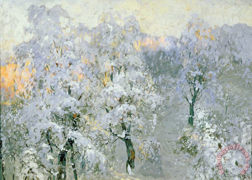 Konstantin Ivanovich Gorbatov Trees in Wintry Silver Art Painting