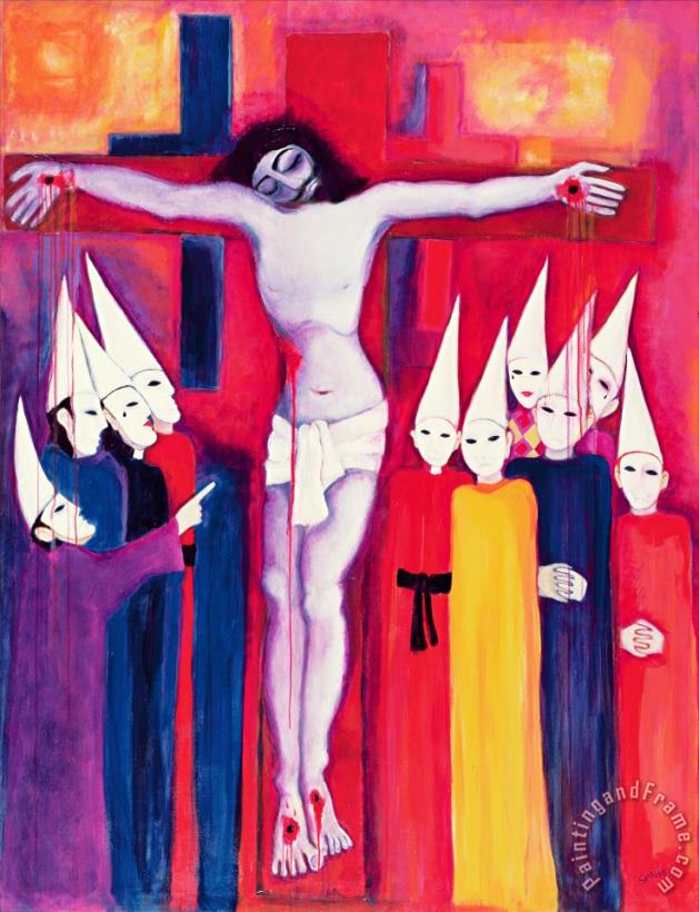 Christ And The Politicians painting - Laila Shawa Christ And The Politicians Art Print