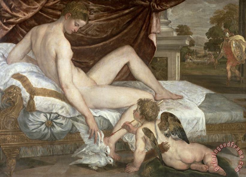 Venus and Cupid painting - Lambert Sustris Venus and Cupid Art Print