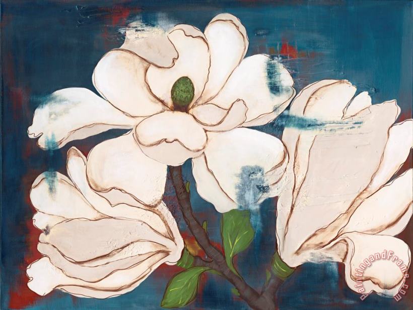 Blue Magnolia painting - Laura Gunn Blue Magnolia Art Print