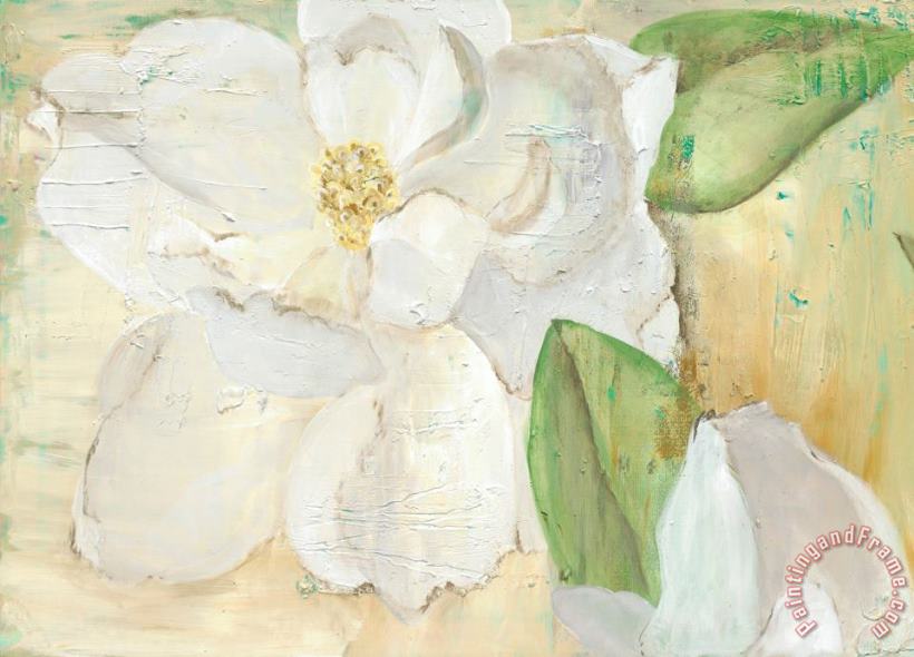 Magnolias on Yellow painting - Laura Gunn Magnolias on Yellow Art Print