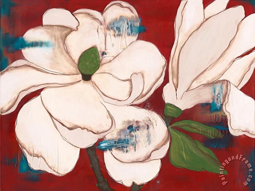 Red Magnolia painting - Laura Gunn Red Magnolia Art Print