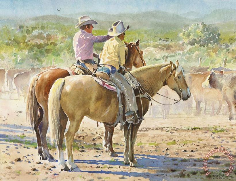 LaVere Hutchings Splitting The Herd Art Painting