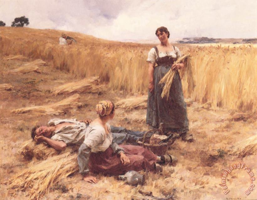 Leon Augustin Lhermitte Harvesters at Mont Saint Pere Art Painting